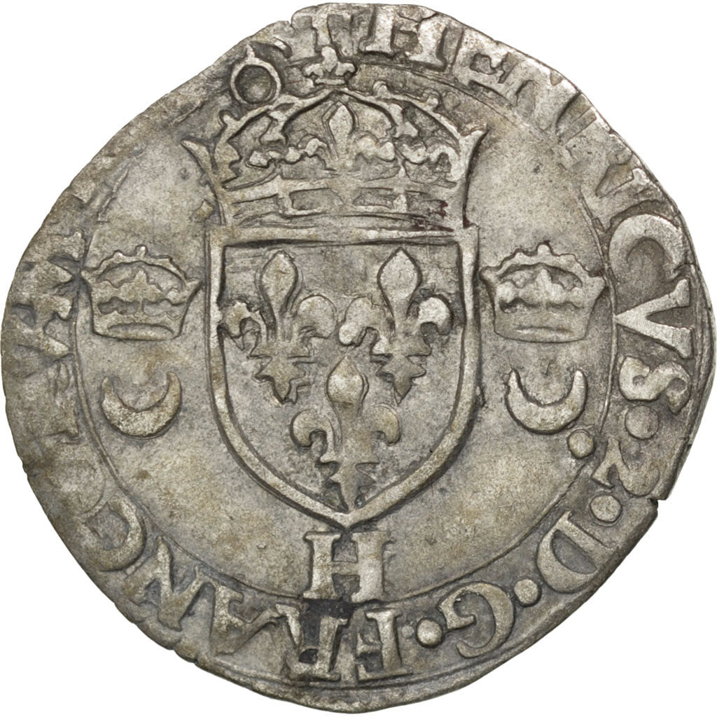 FRANCE, Douzain aux croissants, 1550, La Rochelle, EF(40-45), Billon, Sombart...