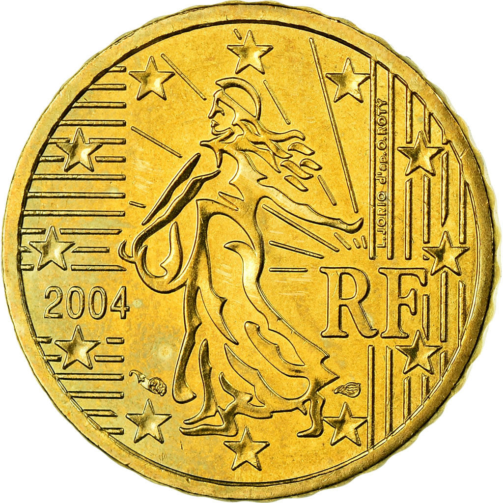 France, 10 Euro Cent, 2004, MS(63), Brass, KM:1285