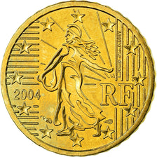 France, 10 Euro Cent, 2004, MS(63), Brass, KM:1285