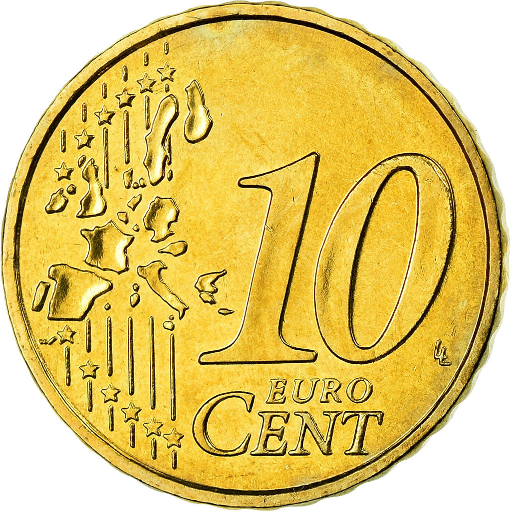 France, 10 Euro Cent, 2004, MS(63), Brass, KM:1285