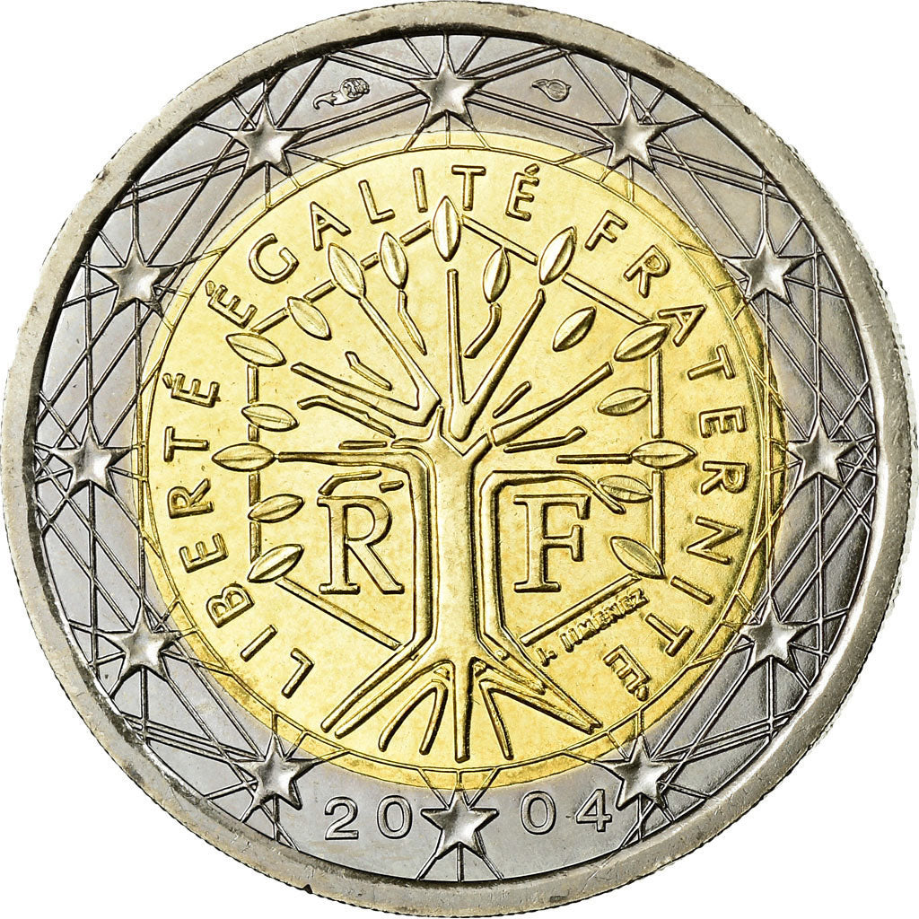 France, 2 Euro, 2004, MS(63), Bi-Metallic, KM:1289