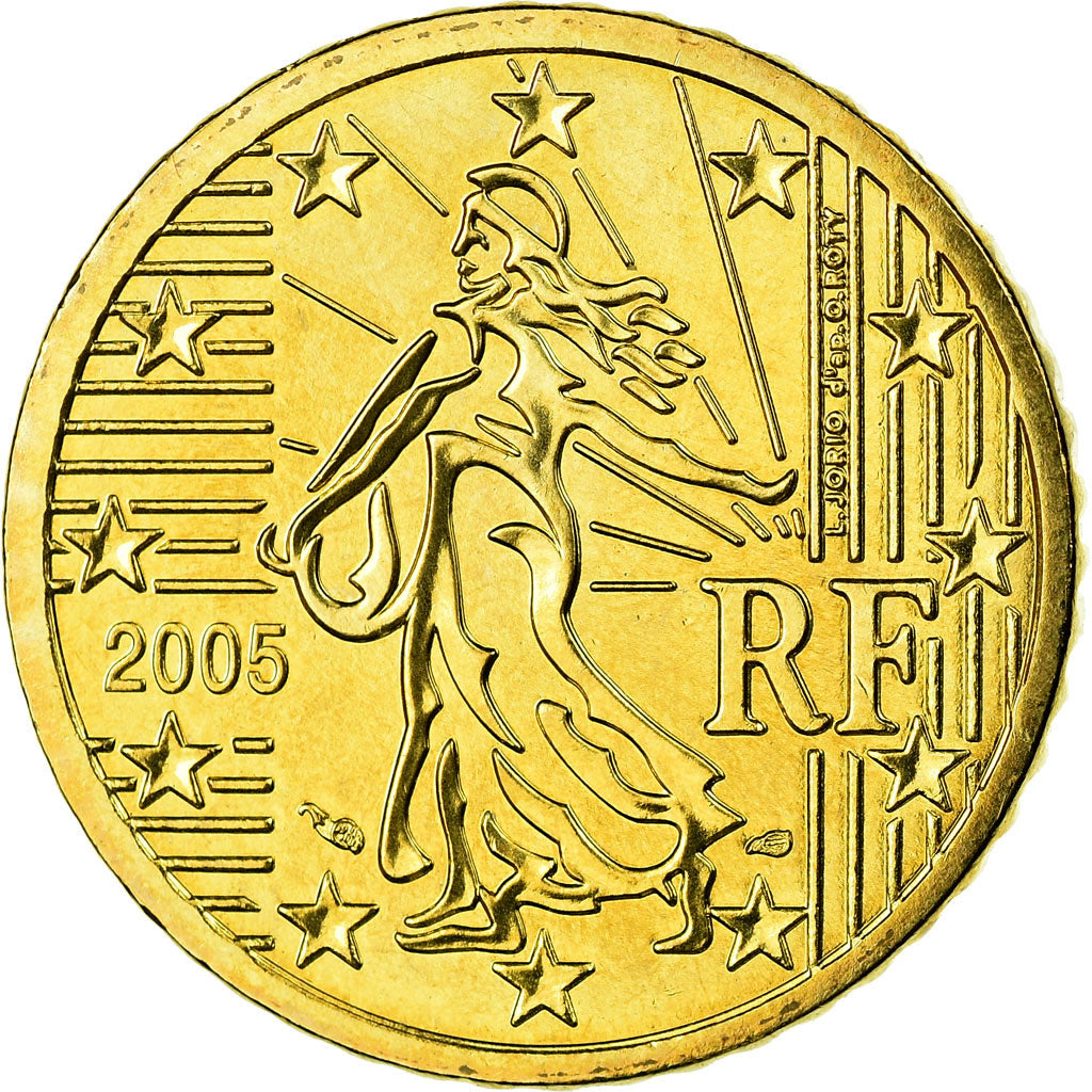 France, 50 Euro Cent, 2005, MS(63), Brass, KM:1287
