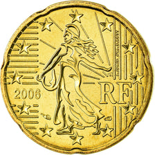 France, 20 Euro Cent, 2006, MS(63), Brass, KM:1286