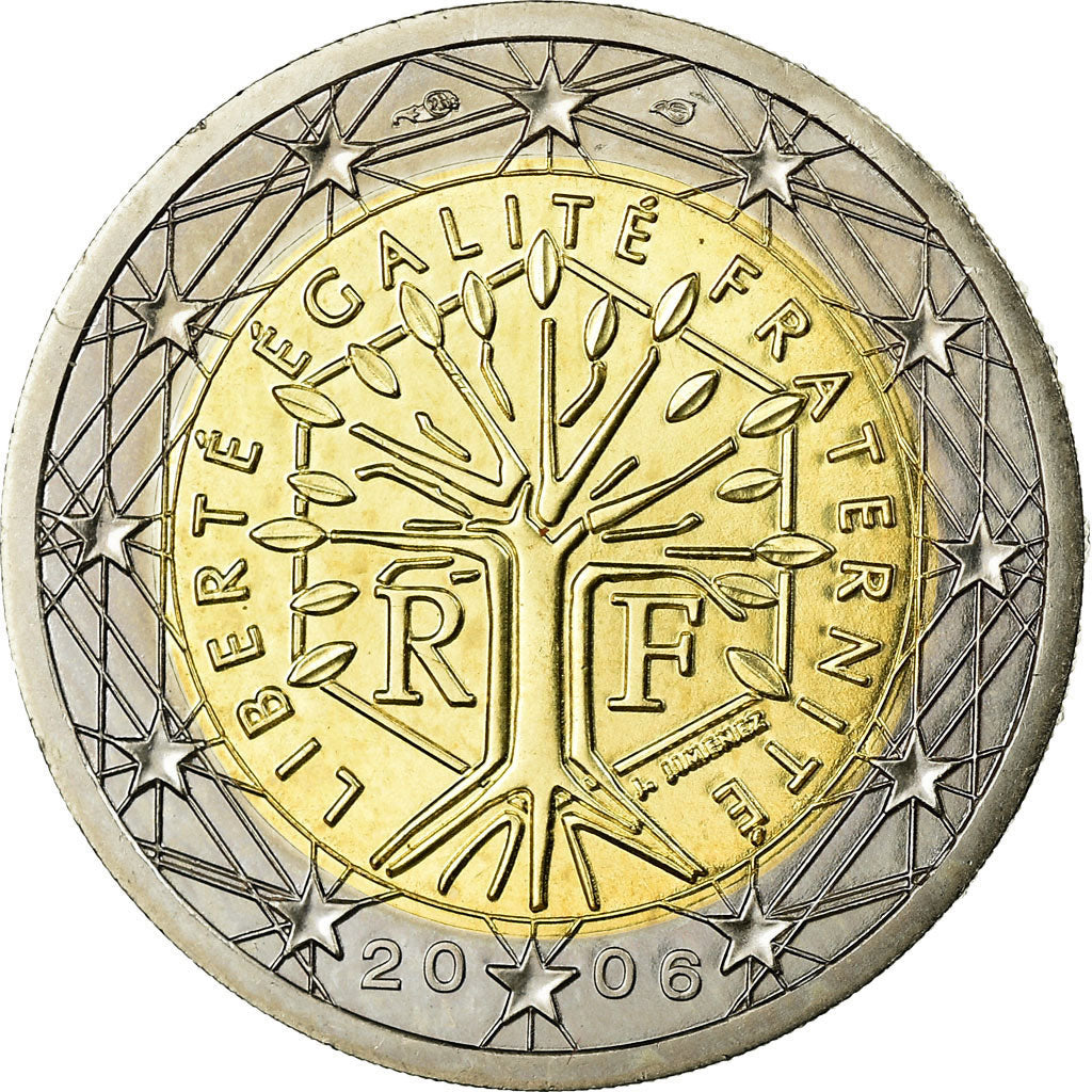 France, 2 Euro, 2006, MS(63), Bi-Metallic, KM:1289