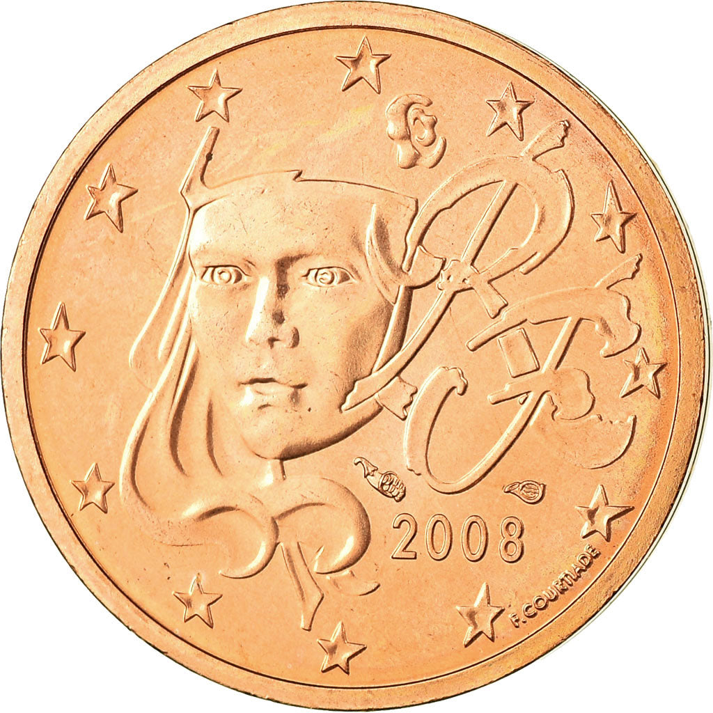 France, 2 Euro Cent, 2008, SPL, Copper Plated Steel, KM:1283