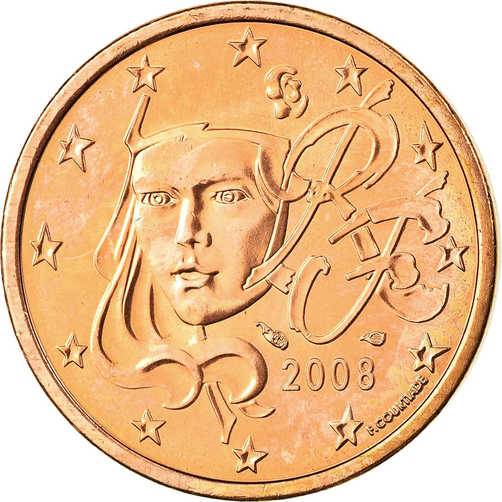 France, 5 Euro Cent, 2008, SPL, Copper Plated Steel, KM:1284