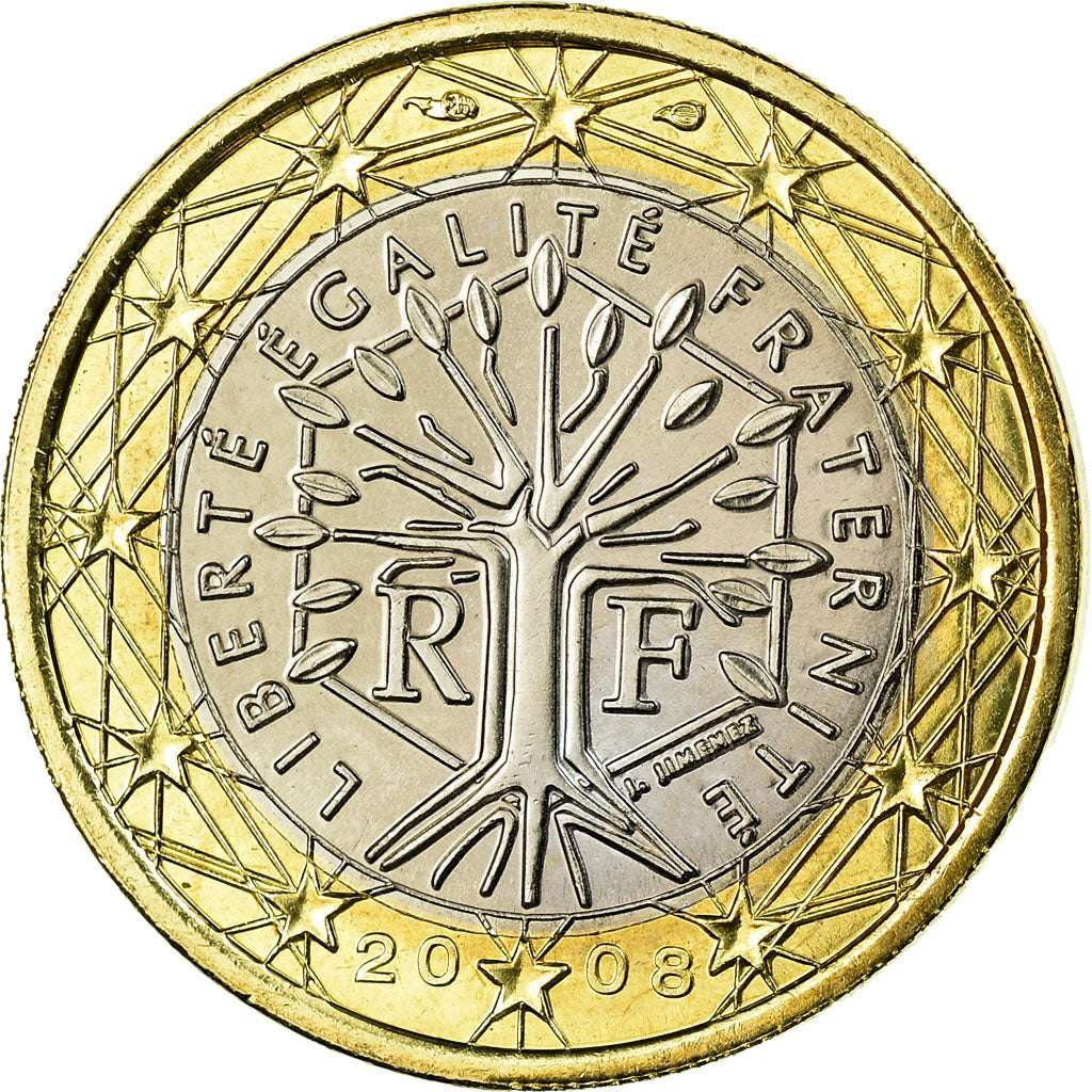 France, Euro, 2008, MS(63), Bi-Metallic, KM:1413