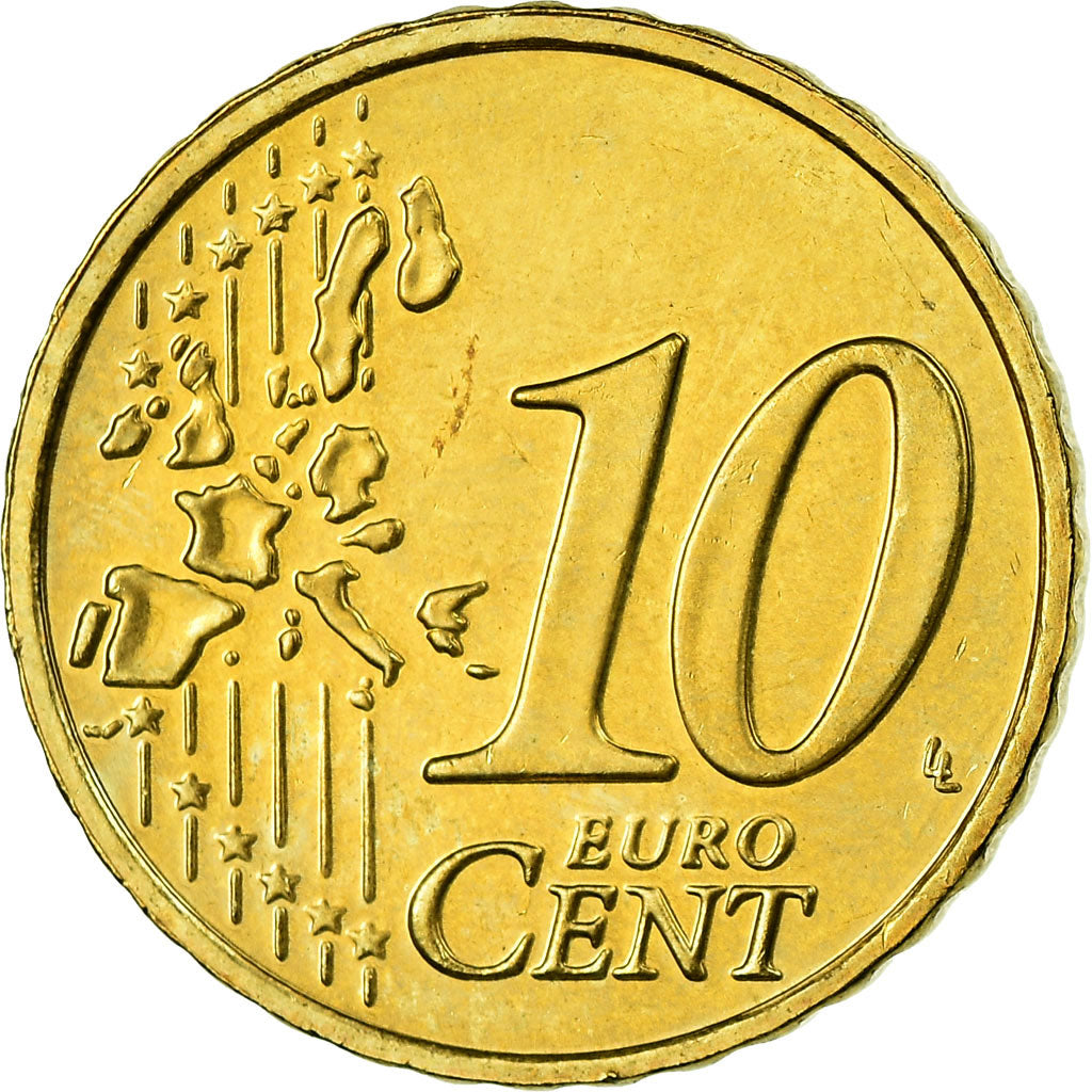 REPUBBLICA D’IRLANDA, 10 Euro Cent, 2004, SPL-, Ottone, KM:35