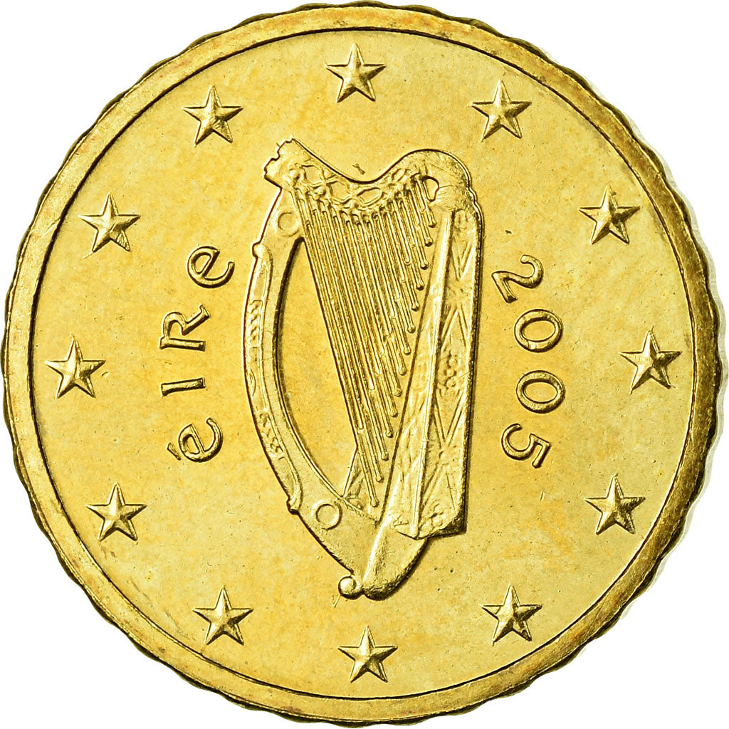 REPUBBLICA D’IRLANDA, 10 Euro Cent, 2005, SPL-, Ottone, KM:35
