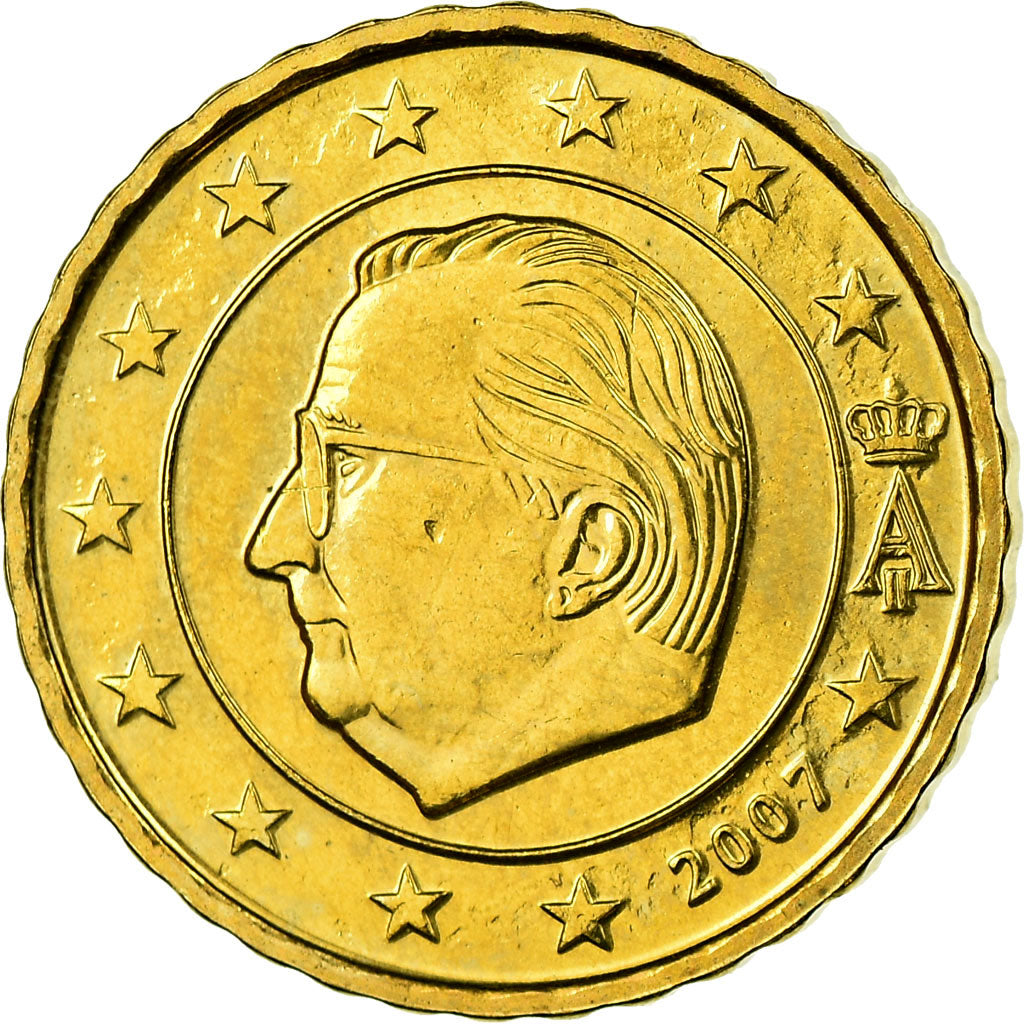Belgien, 10 Euro Cent, 2007, UNZ, Messing, KM:242