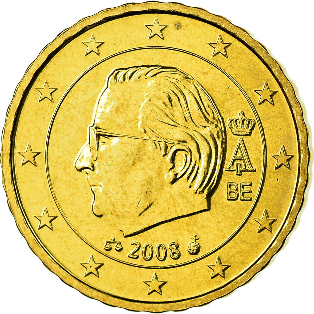 Belgio, 10 Euro Cent, 2008, SPL, Ottone, KM:277