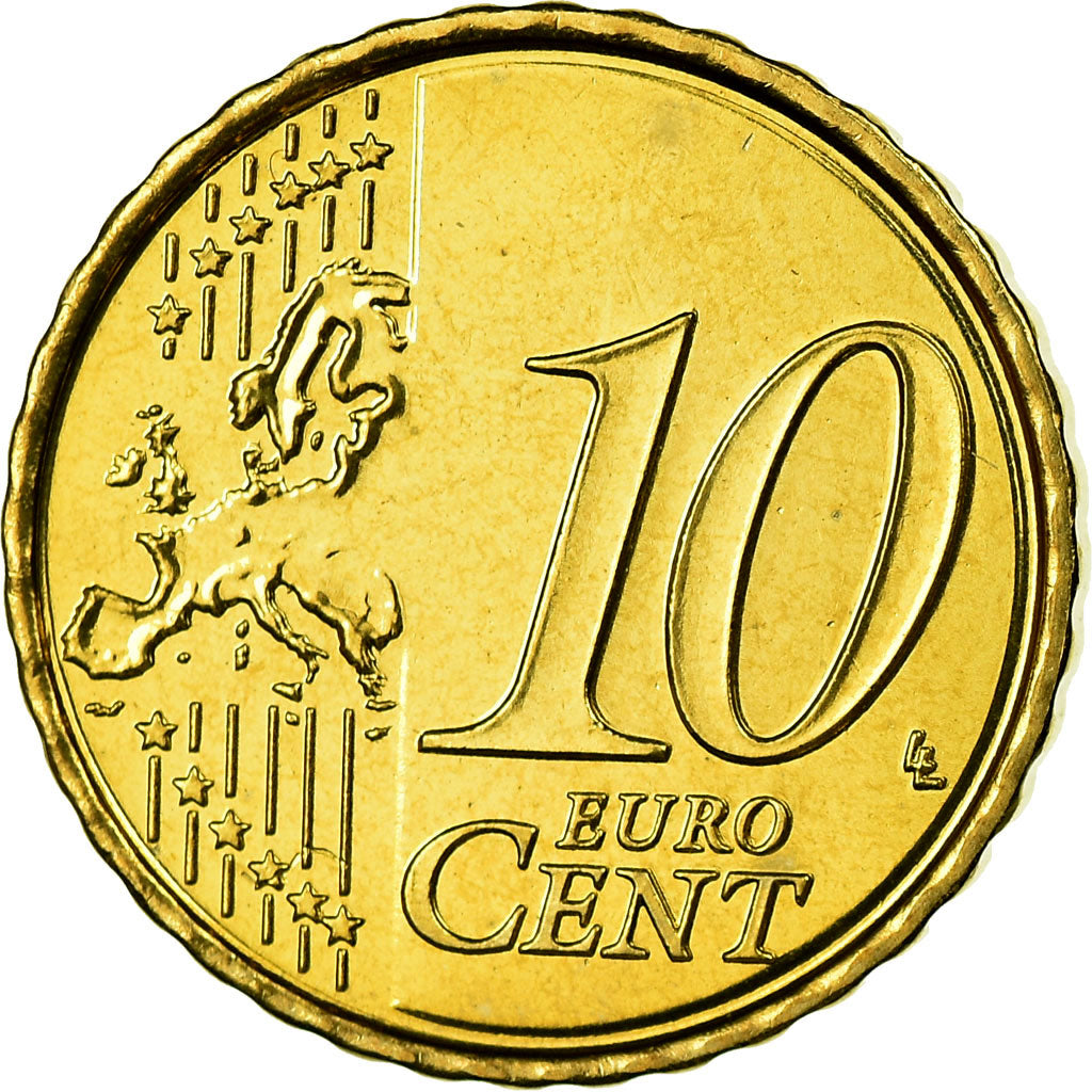 Belgio, 10 Euro Cent, 2008, SPL, Ottone, KM:277