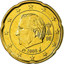 Belgien, 20 Euro Cent, 2008, UNZ, Messing, KM:278