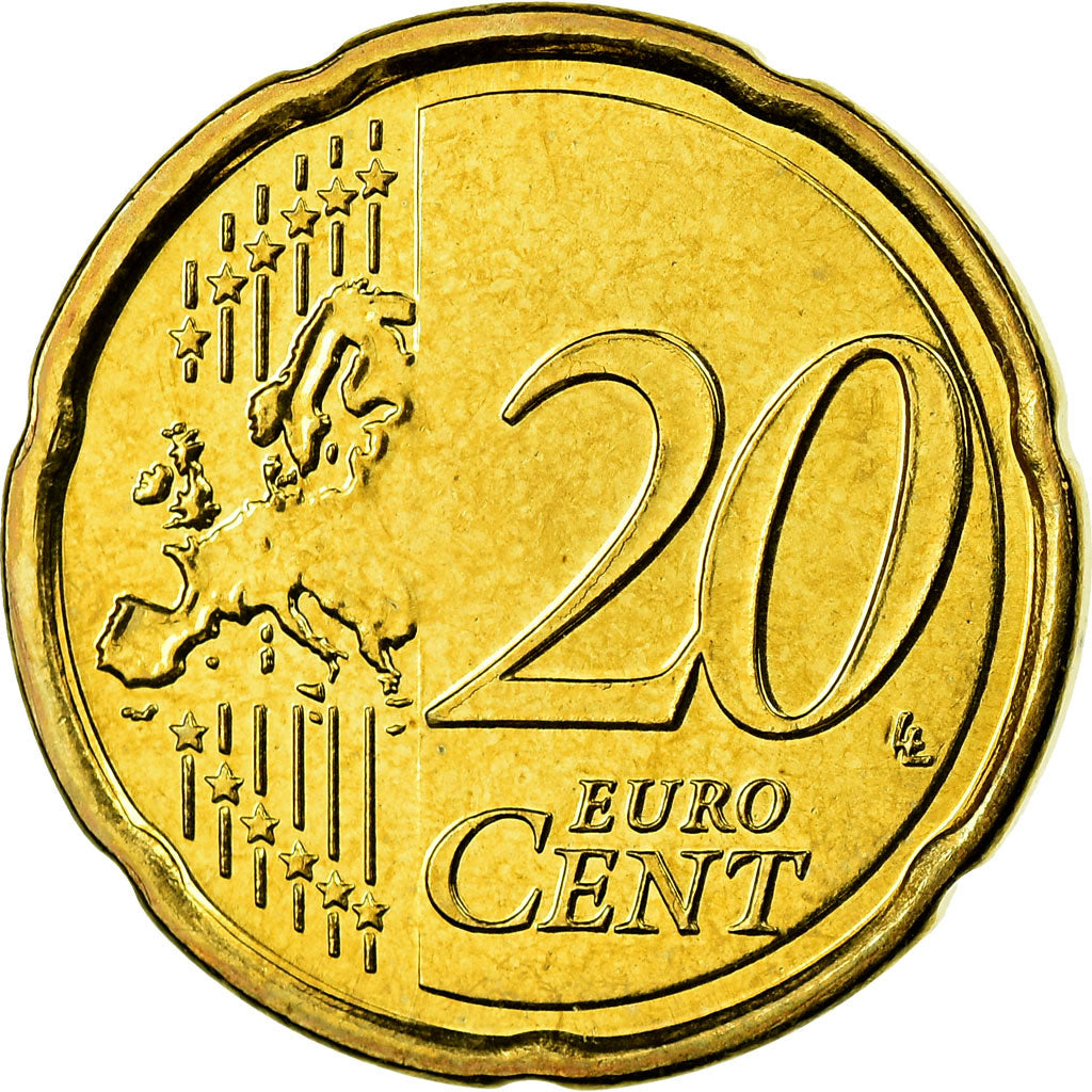 Belgien, 20 Euro Cent, 2008, UNZ, Messing, KM:278