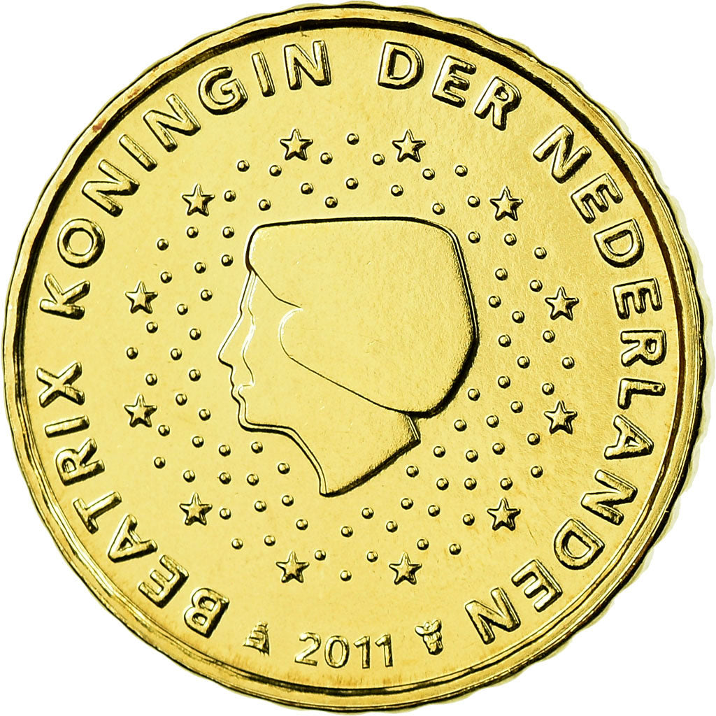 Holandia, 10 Euro Cent, 2011, Utrecht, MS(65-70), Mosiądz, KM:268