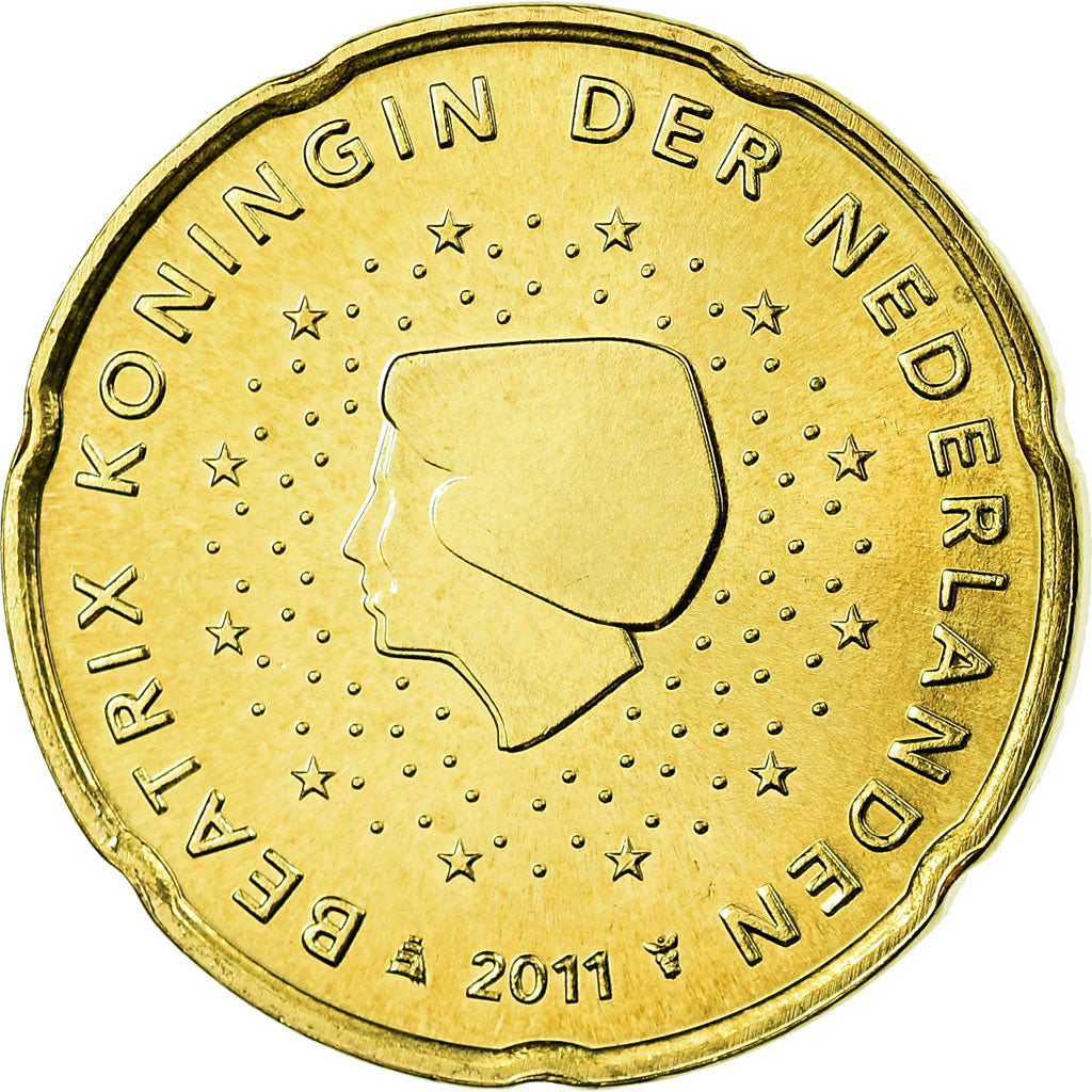 Netherlands, 20 Euro Cent, 2011, MS(65-70), Brass, KM:269