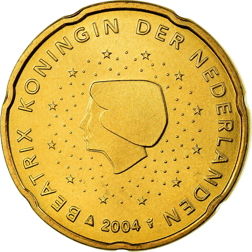 Holandia, 20 Euro Cent, 2004, Utrecht, MS(65-70), Mosiądz, KM:238
