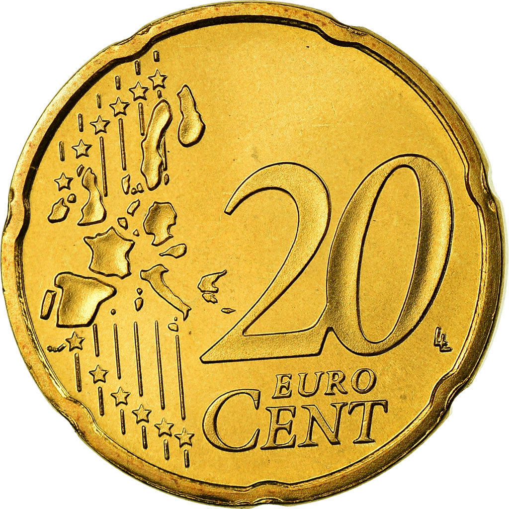 Holandia, 20 Euro Cent, 2004, Utrecht, MS(65-70), Mosiądz, KM:238