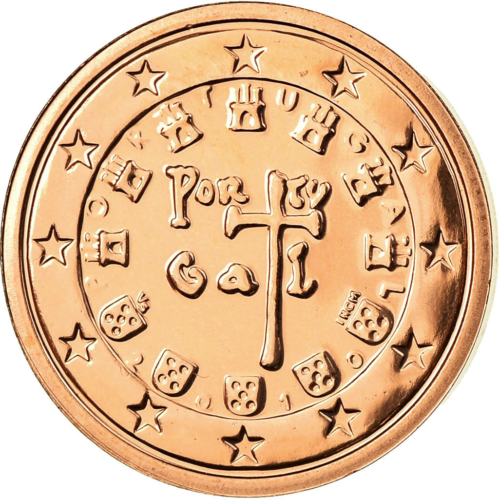 Portugal, Euro Cent, 2010, MS(65-70), Aço Cromado a Cobre, KM:740
