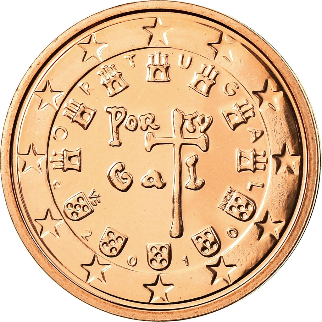 Portugal, 2 Euro Cent, 2010, MS(65-70), Copper Plated Steel, KM:741