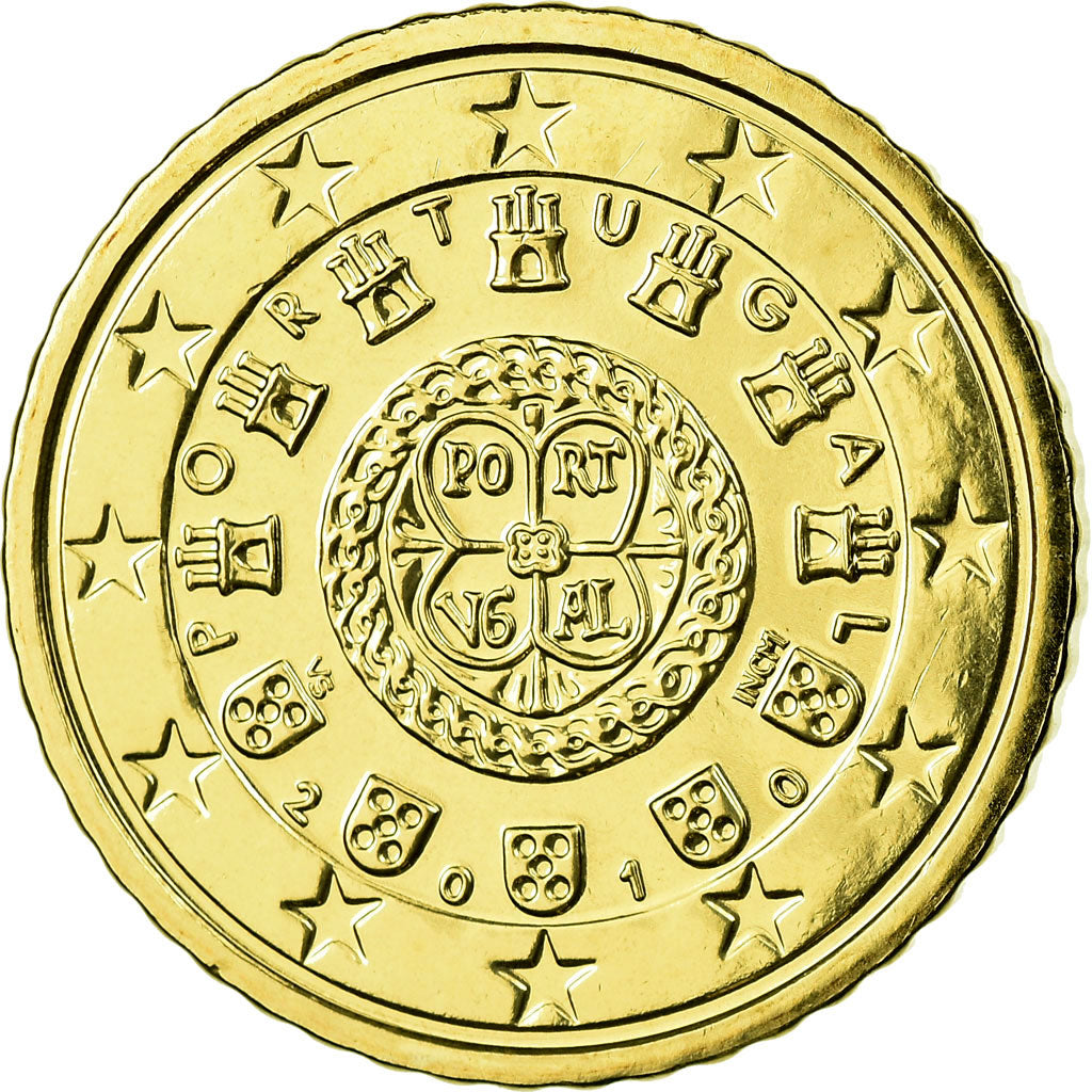 Portugal, 50 Euro Cent, 2010, MS(65-70), Latão, KM:765
