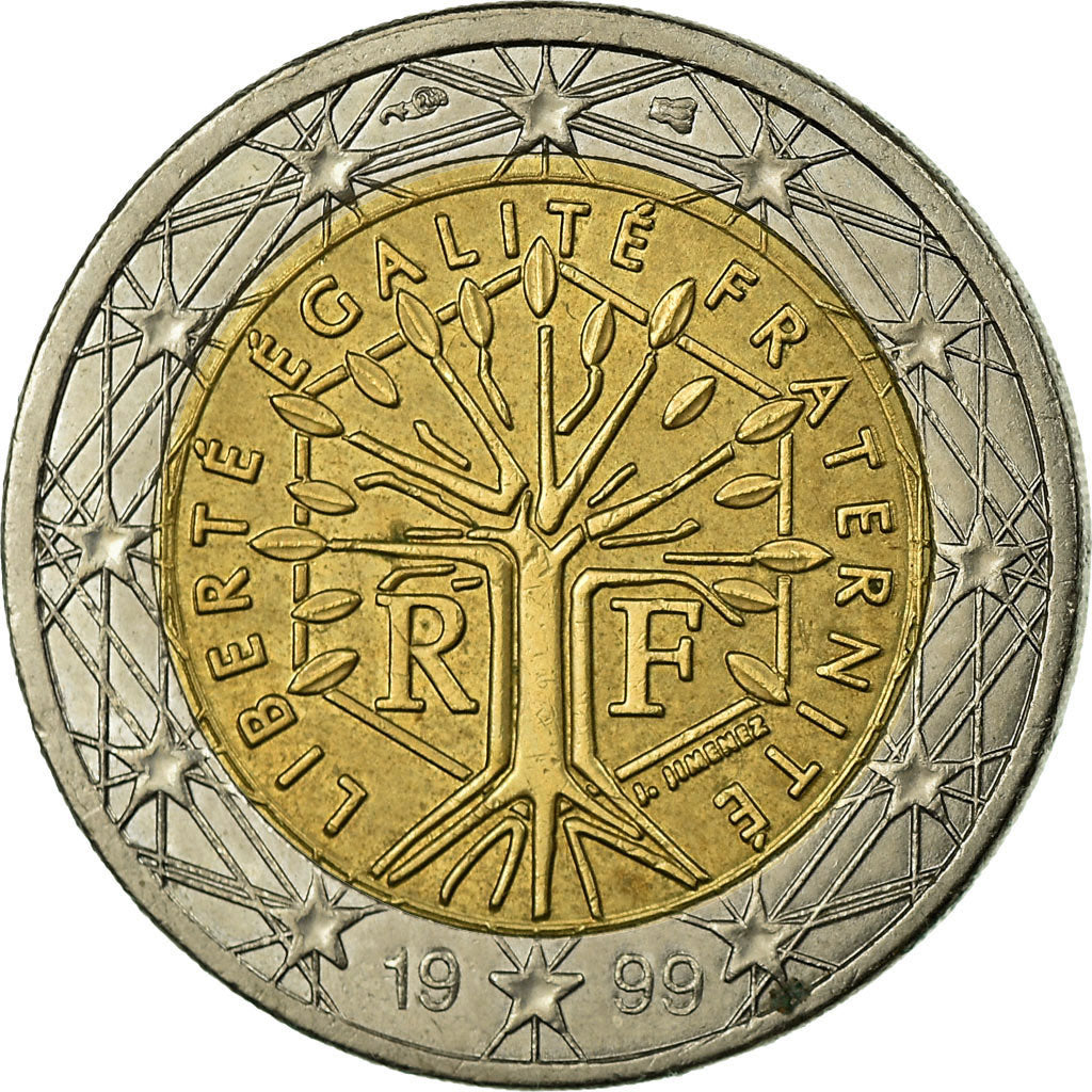France, 2 Euro, 1999, EF(40-45), Bi-Metallic, KM:1289