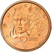 France, Euro Cent, 2002, MS(63), Copper Plated Steel, KM:1282