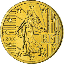 France, 50 Euro Cent, 2003, MS(63), Brass, KM:1287