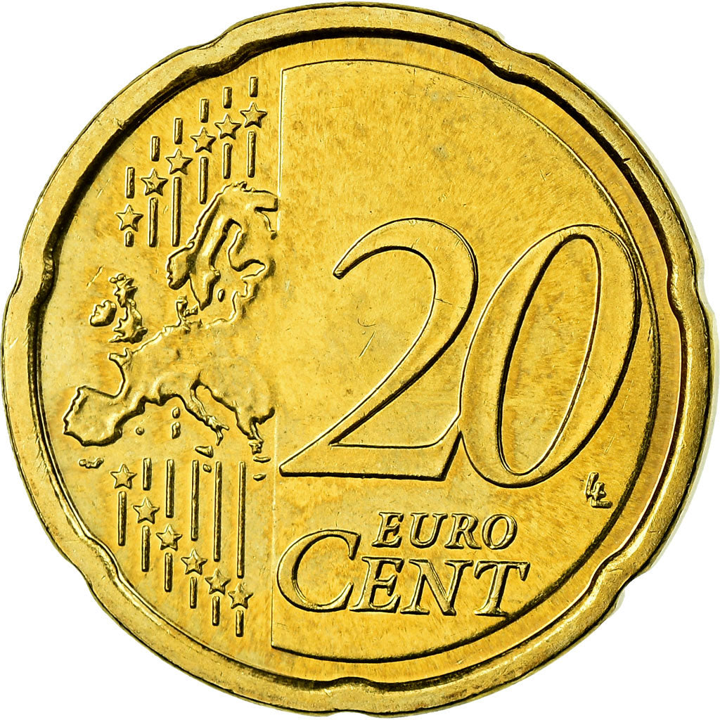 IRELAND REPUBLIC, 20 Euro Cent, 2007, MS(63), Brass, KM:48