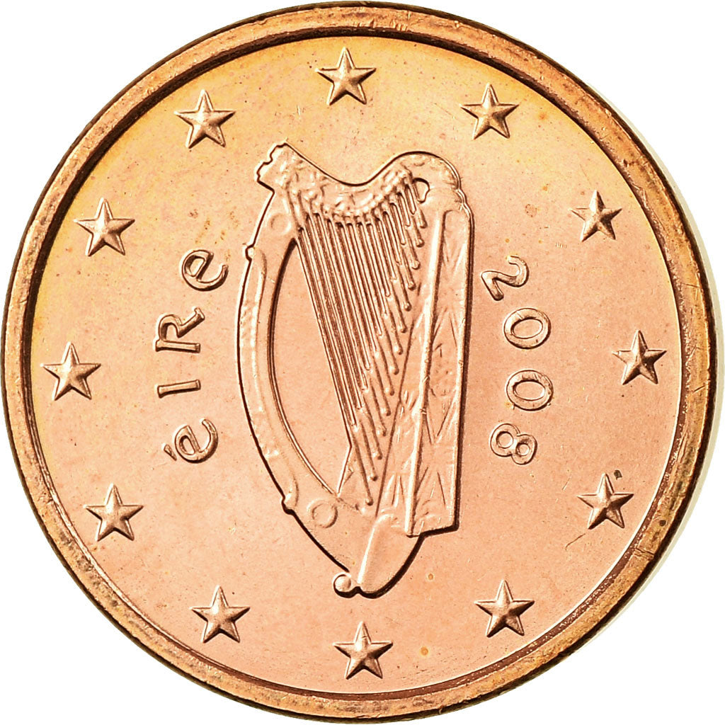 IRELAND REPUBLIC, Euro Cent, 2008, MS(63), Copper Plated Steel, KM:32