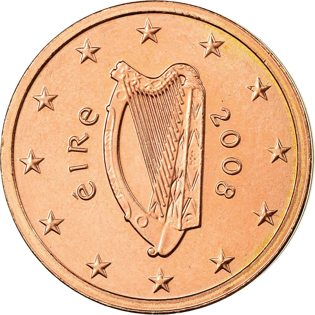 REPUBBLICA D’IRLANDA, 2 Euro Cent, 2008, SPL, Acciaio placcato rame, KM:33