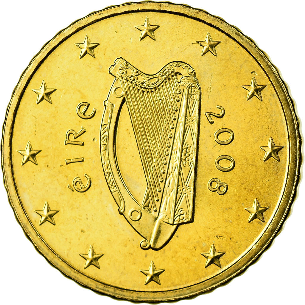IRELAND REPUBLIC, 50 Euro Cent, 2008, MS(63), Brass, KM:49