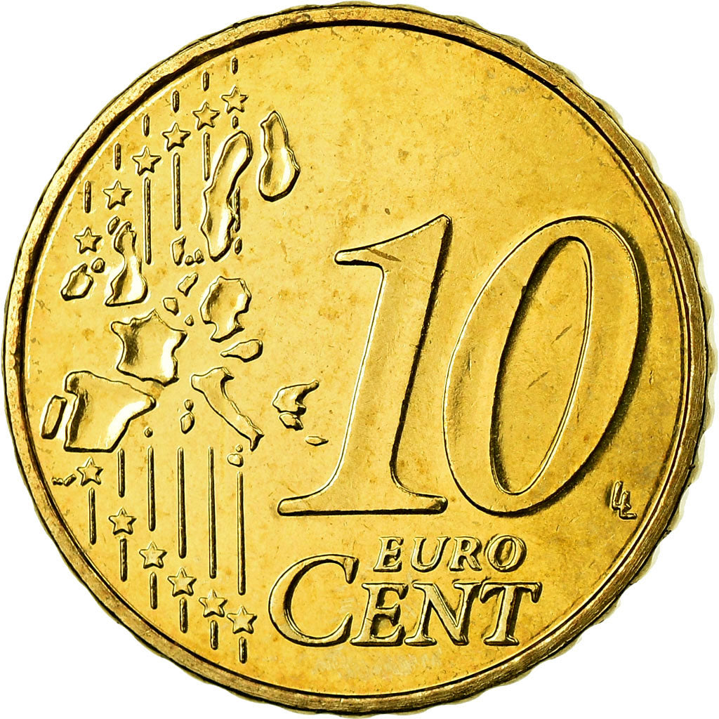 Belgium, 10 Euro Cent, 2002, MS(65-70), Brass, KM:227