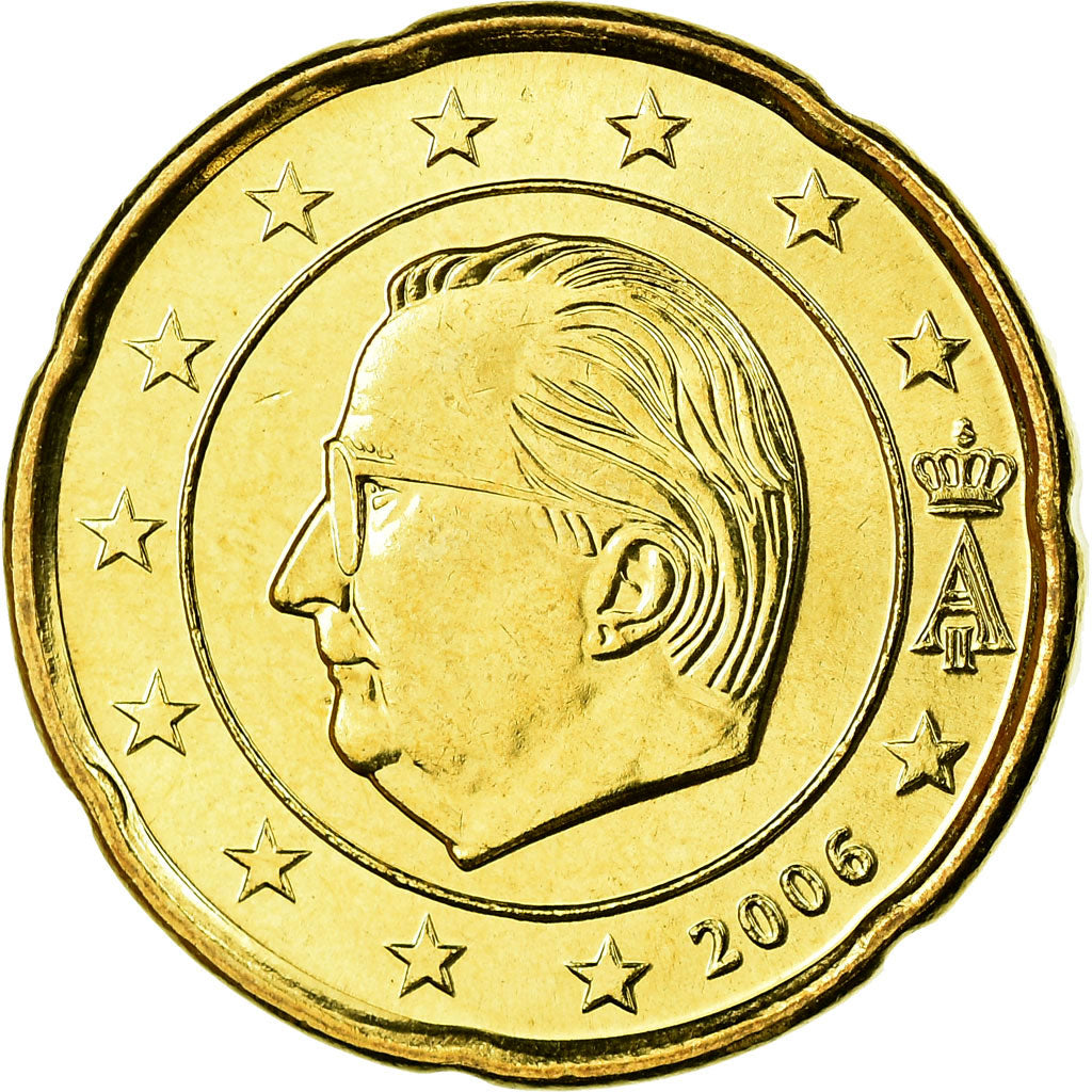 Bélgica, 20 Euro Cent, 2006, MS(65-70), Latão, KM:228