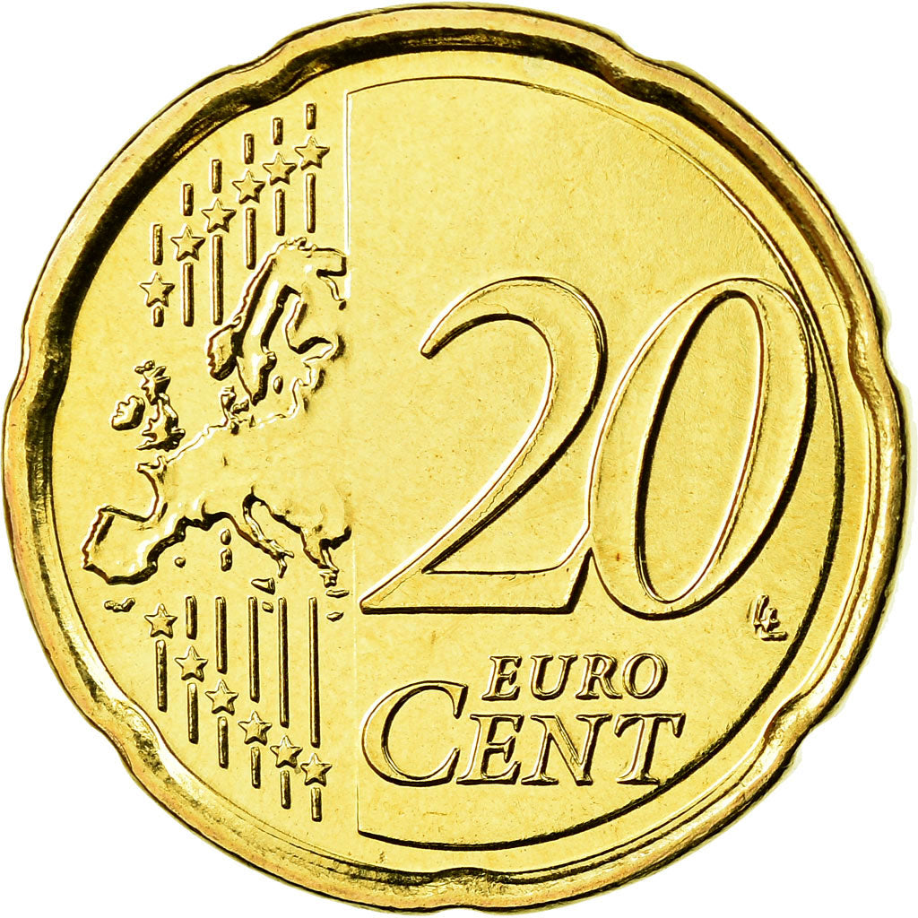 Belgium, 20 Euro Cent, 2008, MS(65-70), Brass, KM:278