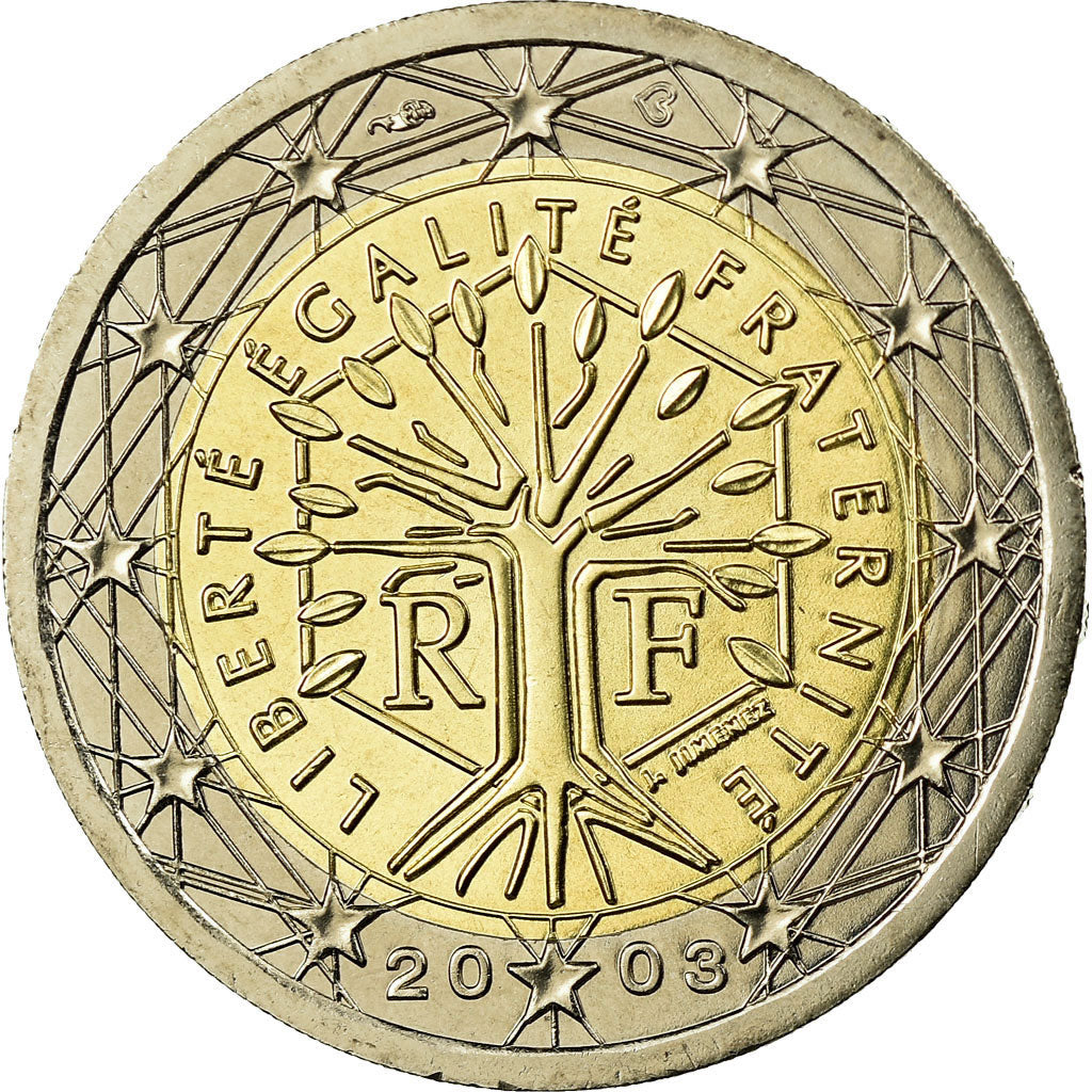 France, 2 Euro, 2003, MS(65-70), Bi-Metallic, KM:1289