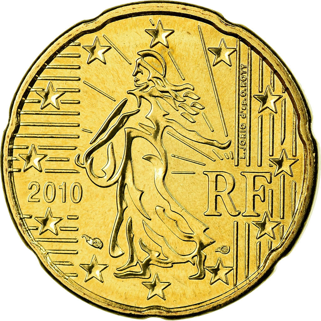 Frankreich, 20 Euro Cent, 2010, STGL, Messing, KM:1411
