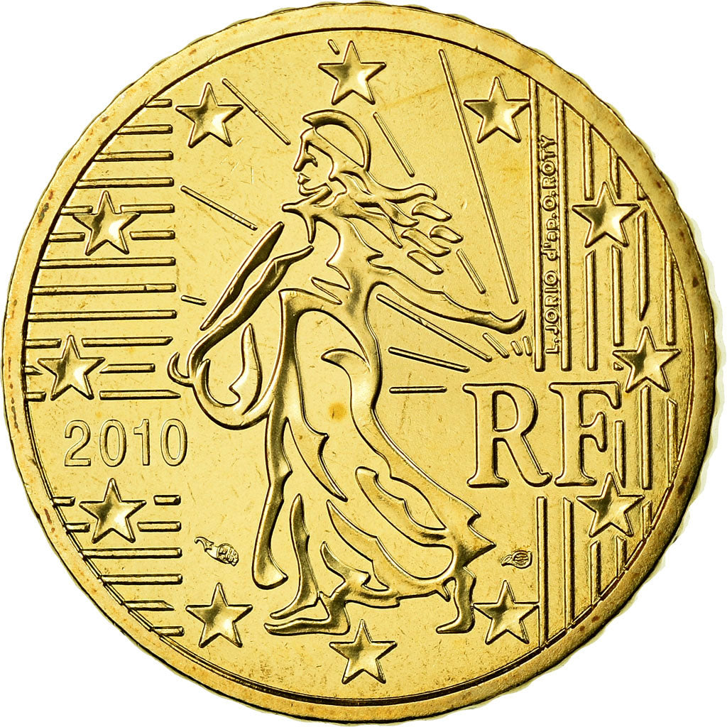 France, 50 Euro Cent, 2010, MS(65-70), Brass, KM:1412