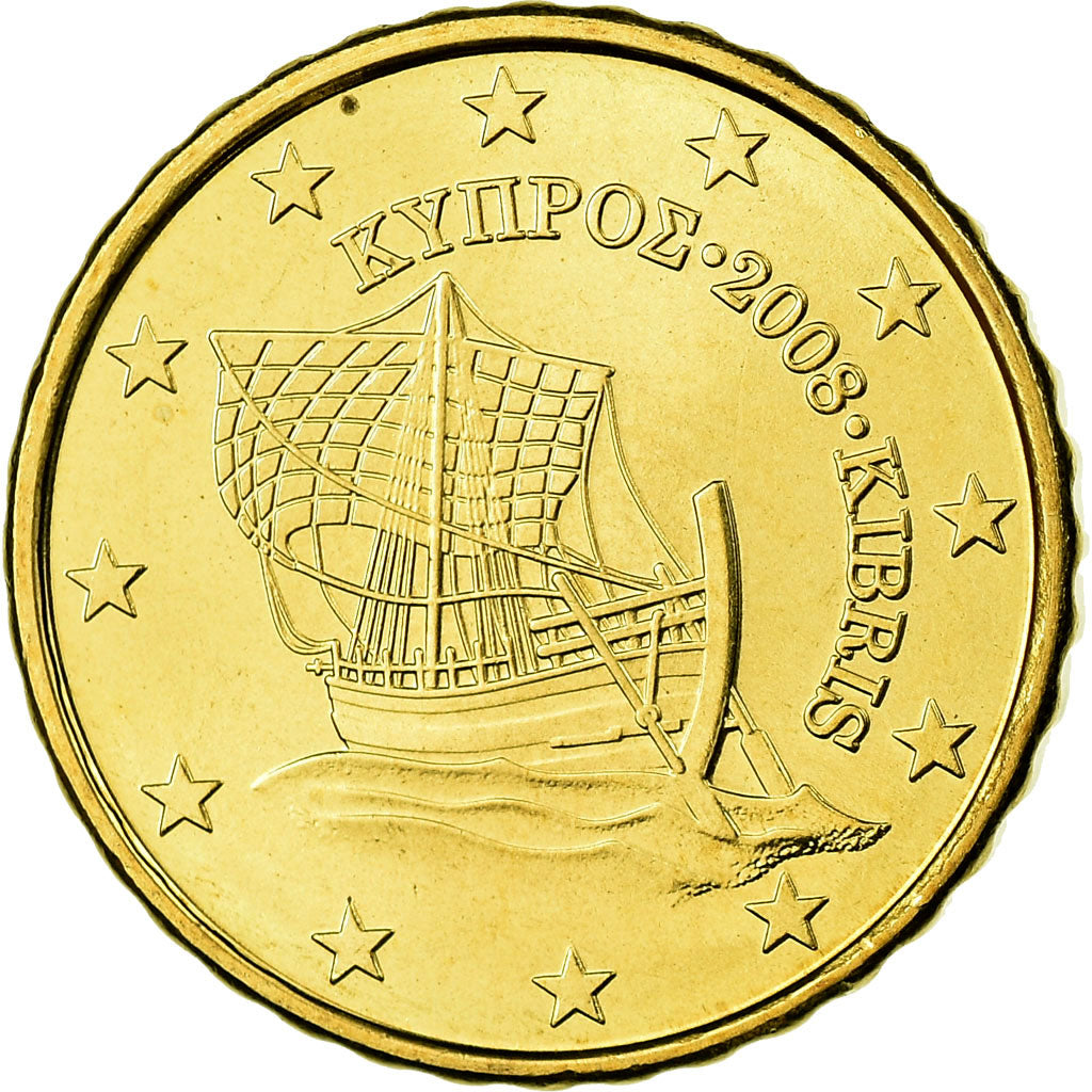 Cyprus, 10 Euro Cent, 2008, MS(65-70), Brass, KM:81