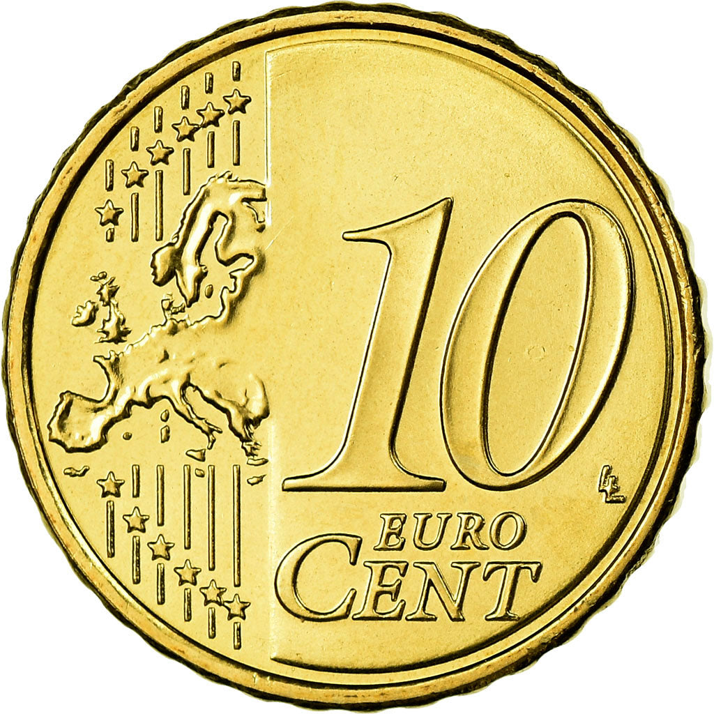 Cyprus, 10 Euro Cent, 2008, MS(65-70), Brass, KM:81