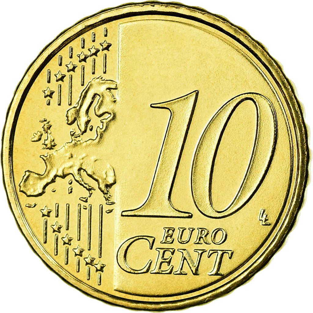 Netherlands, 10 Euro Cent, 2010, MS(65-70), Brass, KM:268