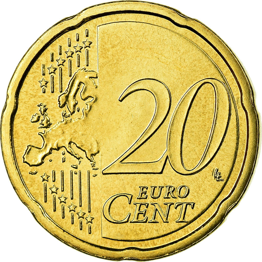 Holandia, 20 Euro Cent, 2010, Utrecht, MS(65-70), Mosiądz, KM:269