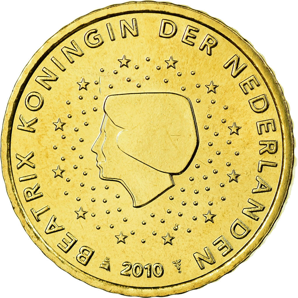 Netherlands, 50 Euro Cent, 2010, MS(65-70), Brass, KM:270