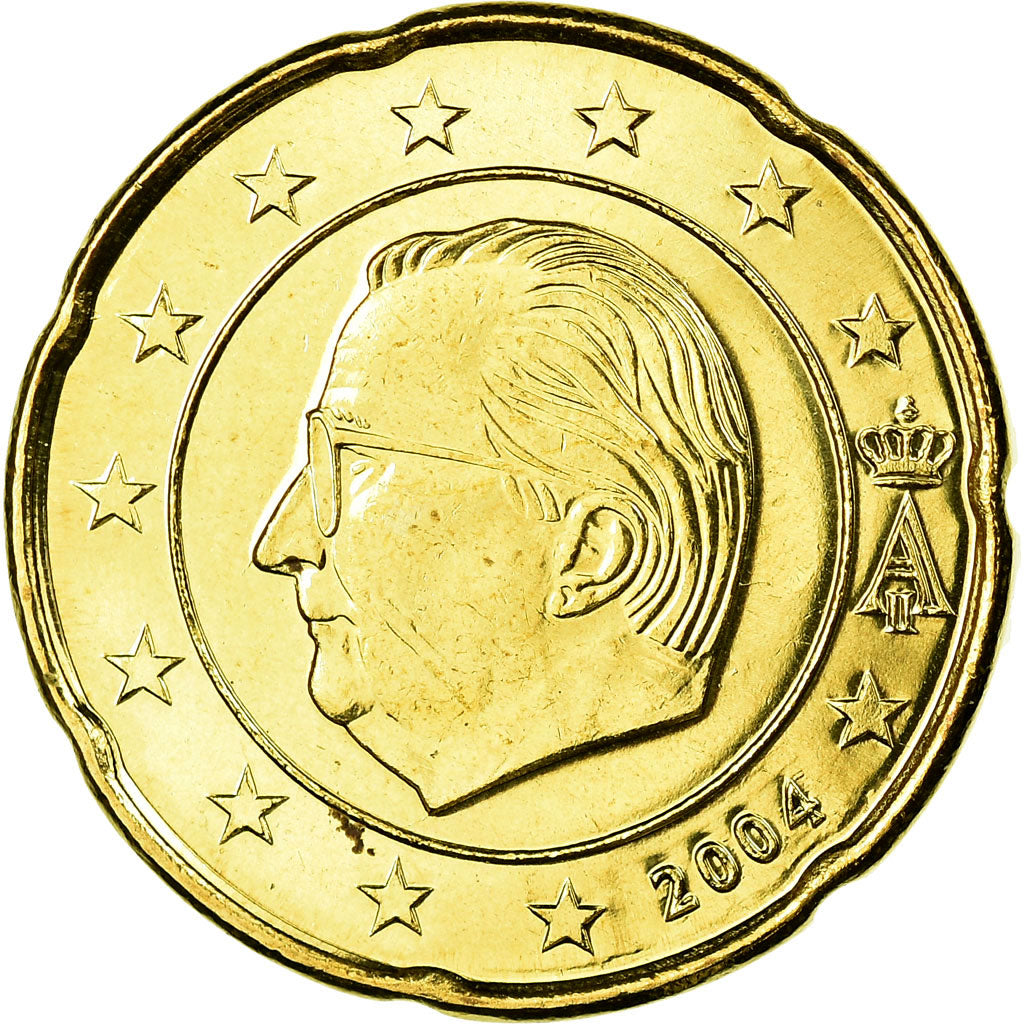 Belgium, 20 Euro Cent, 2004, MS(65-70), Brass, KM:228
