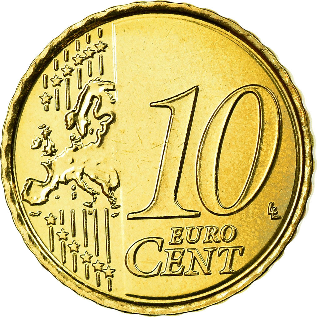 Belgium, 10 Euro Cent, 2007, MS(65-70), Brass, KM:242