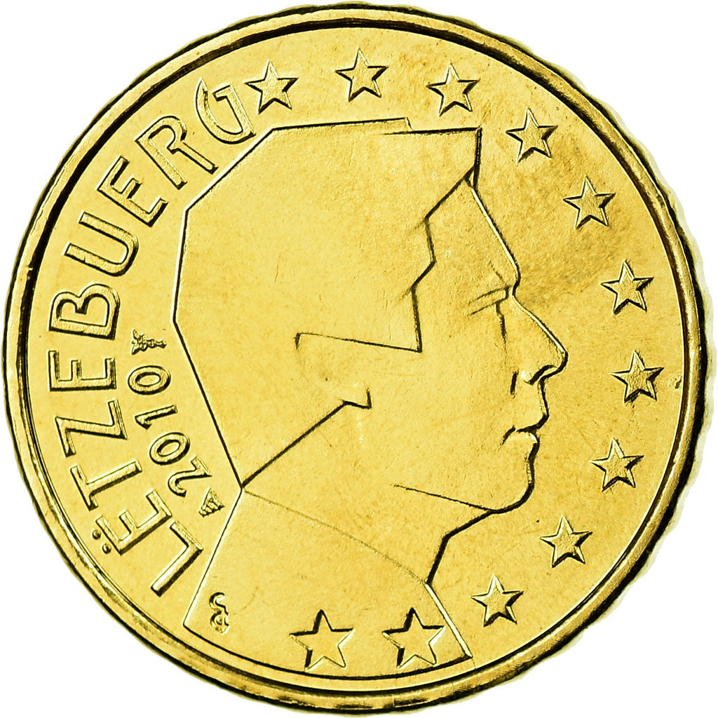 Luksemburg, 10 Euro Cent, 2010, Utrecht, MS(63), Mosiądz, KM:89