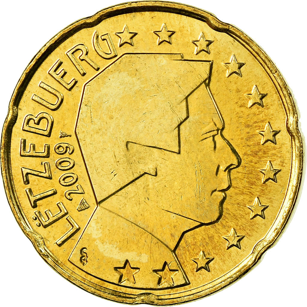 Luxemburg, 20 Euro Cent, 2009, SS, Messing, KM:90