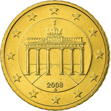 GERMANY - FEDERAL REPUBLIC, 50 Euro Cent, 2008, MS(63), Brass, KM:256