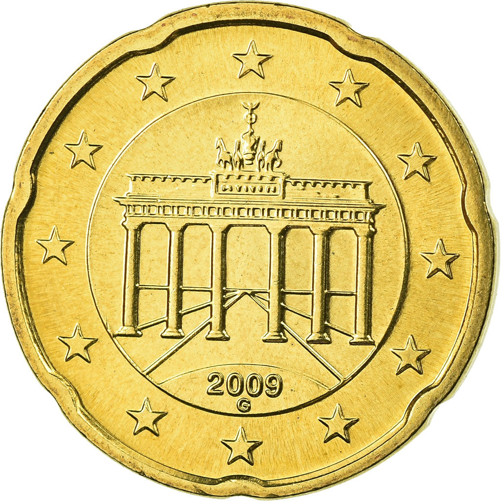 République fédérale allemande, 20 Euro Cent, 2009, FDC, Laiton, KM:255
