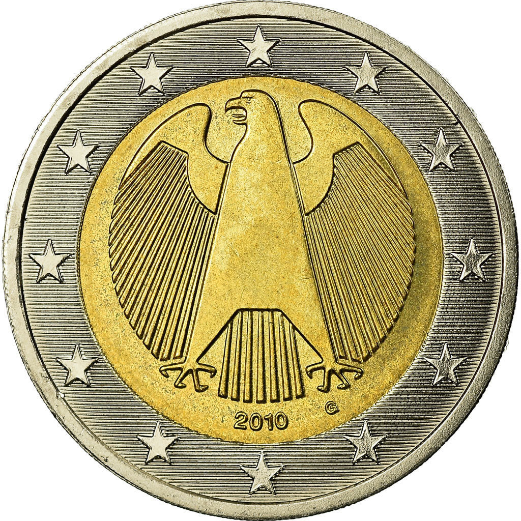 GERMANY - FEDERAL REPUBLIC, 2 Euro, 2010, AU(55-58), Bi-Metallic, KM:258